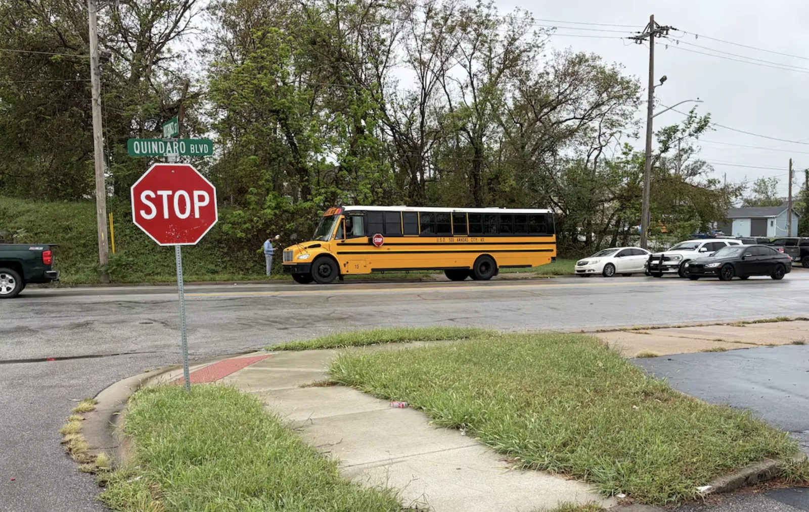 Kansas City, Kansas police investigate a fatal shooting near a school bus struck by gunfire