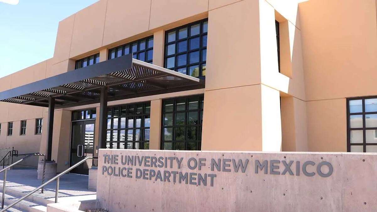 UNM Police headquarters building at University Boulevard NE and Mesa Vista Road NE in Albuquerque